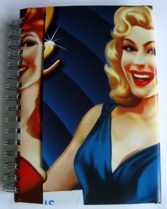 A recycled bus stop poster notebook